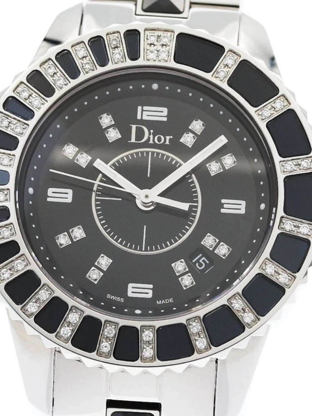 Dior crystal CD113115 Diamond bezel 16P diamond Black Dial Quartz Ladies_958320